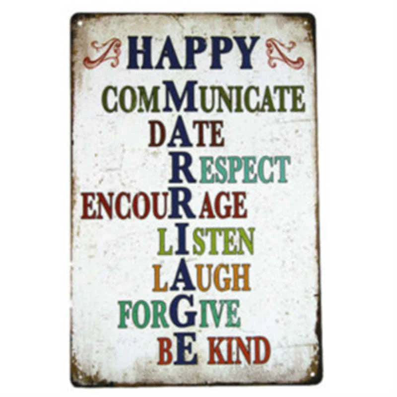 Modern iron metal craft painting with character slogan for home decor