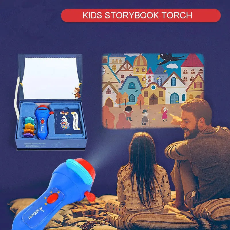 SmartKids children's storybook projector torch with rotating fairy tale discs for wall projection