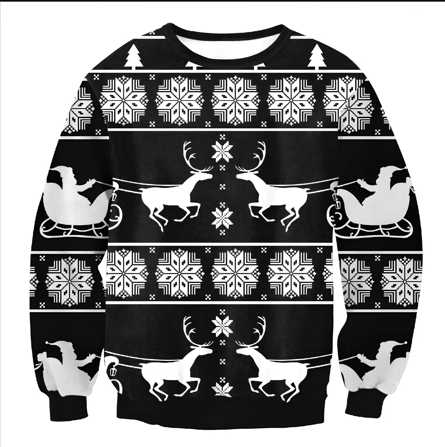 Cartoon Vacation Santa Elf pullover in cotton, full sleeves 60-70cm, O-neck for women and men, casual winter top sizes S-XL