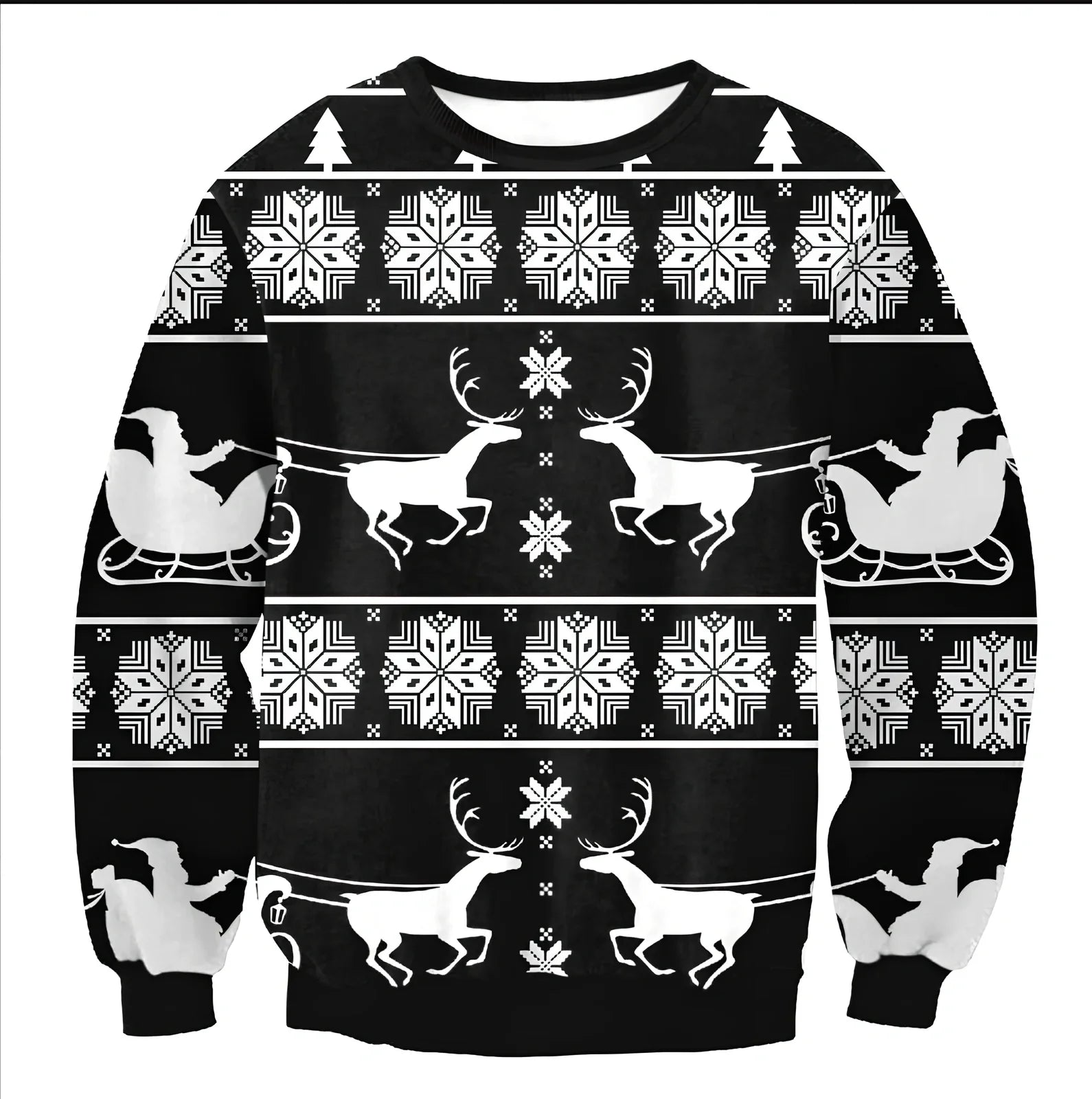 Cartoon Vacation Santa Elf pullover in cotton, full sleeves 60-70cm, O-neck for women and men, casual winter top sizes S-XL