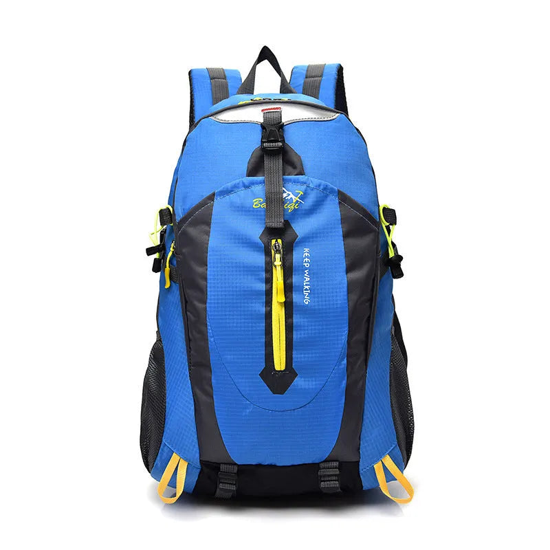Large 36-55L nylon outdoor mountaineering backpack in green for hiking and camping