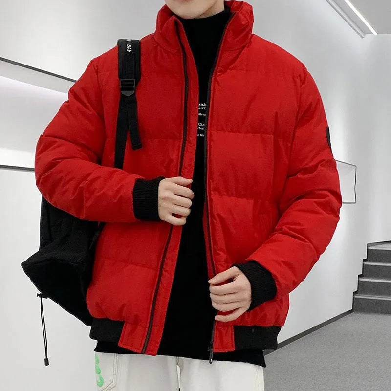 Thick cotton-padded jacket for men, loose cardigan style, in four colours including black and khaki, sizes M to 5XL