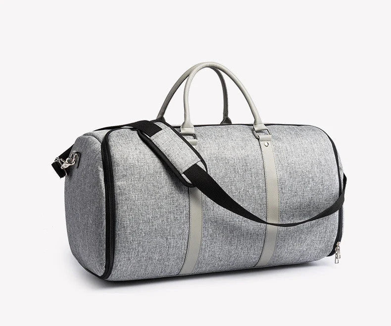 Large-capacity multi-function suit bag for gym and leisure, available in black and grey