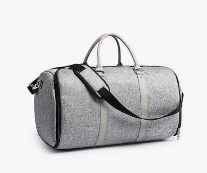 Large-capacity multi-function suit bag for gym and leisure, available in black and grey