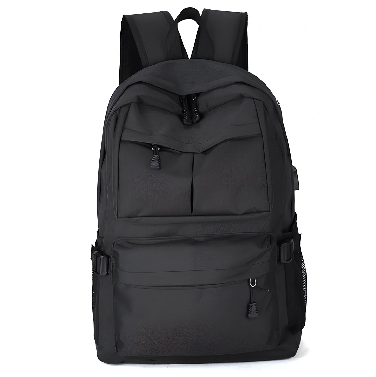 Grey canvas computer shoulder bag with USB port, 45x30x15cm, waterproof for laptops and travel