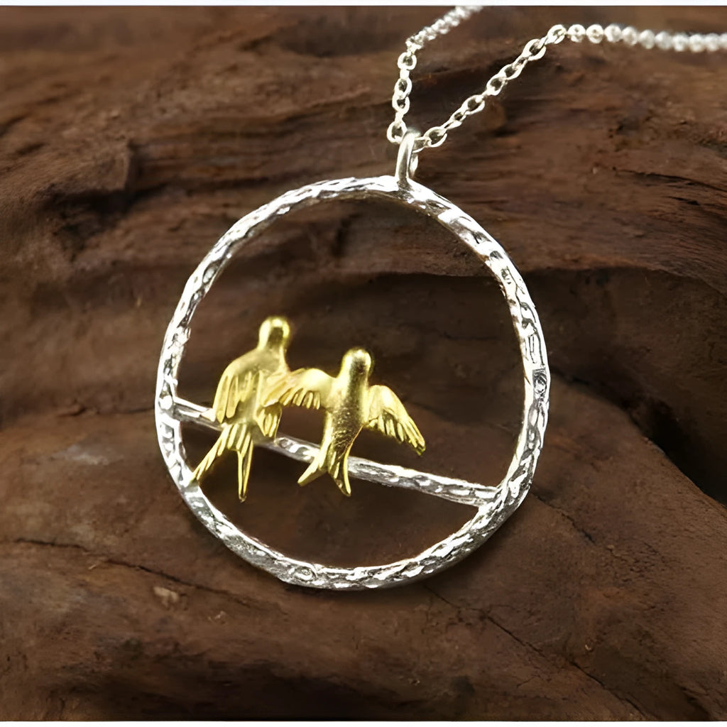 925 sterling silver pendant necklace with cute bird shape on link chain choker for women