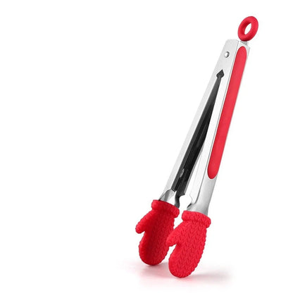 Christmas-themed silicone kitchen tongs set with heat resistance for safe cooking