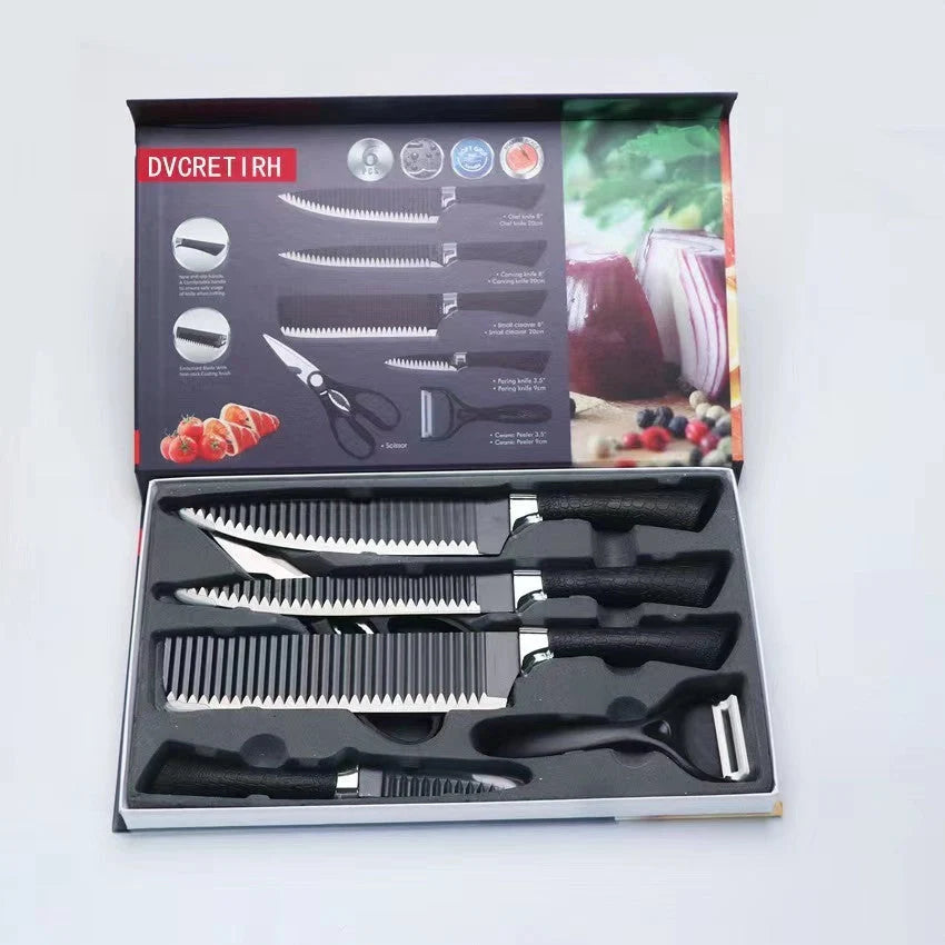 Stainless steel kitchen knife set with handcrafted packaging options