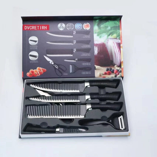 Stainless steel kitchen knife set with handcrafted packaging options