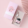 Calligraphy pen with replaceable ink sac and stainless steel nib in gift box packaging