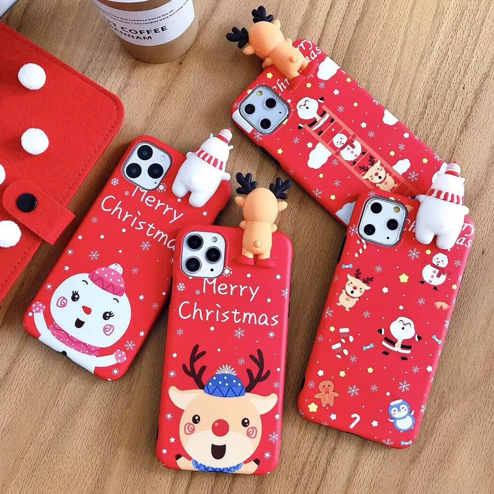 Christmas silicone phone case for iPhone with festive design and back cover protection