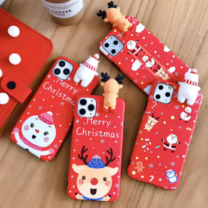 Christmas-themed silicone phone case with festive designs and 2mm protective thickness