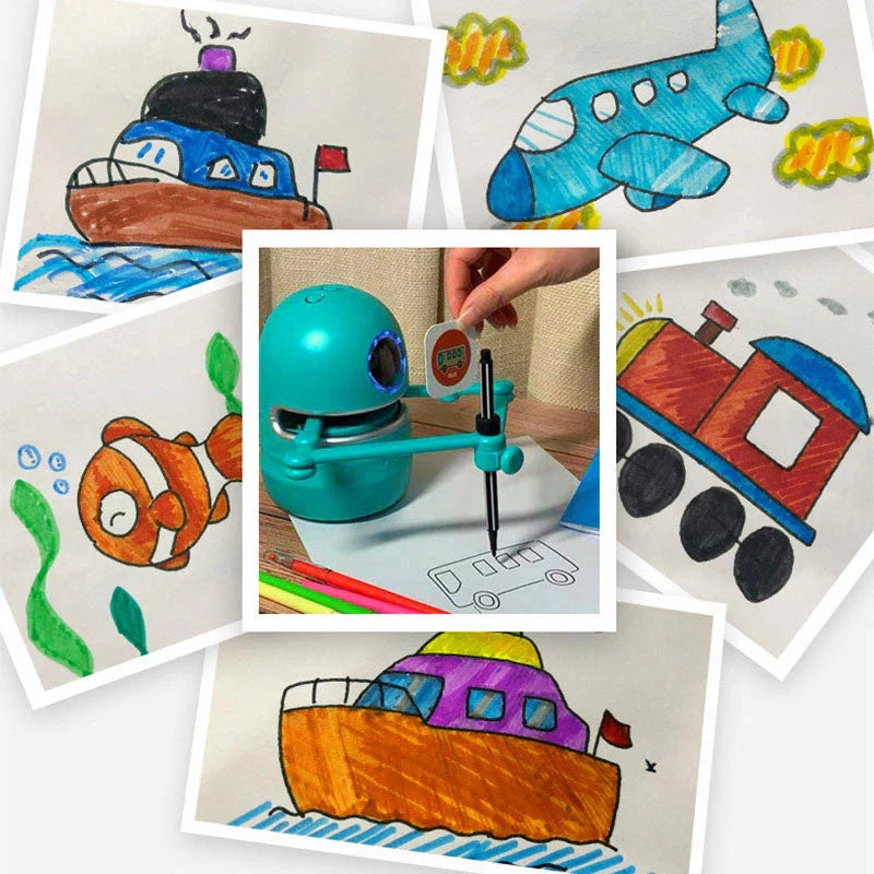 Interactive painting robot for children with guided drawing features and durable ABS plastic construction