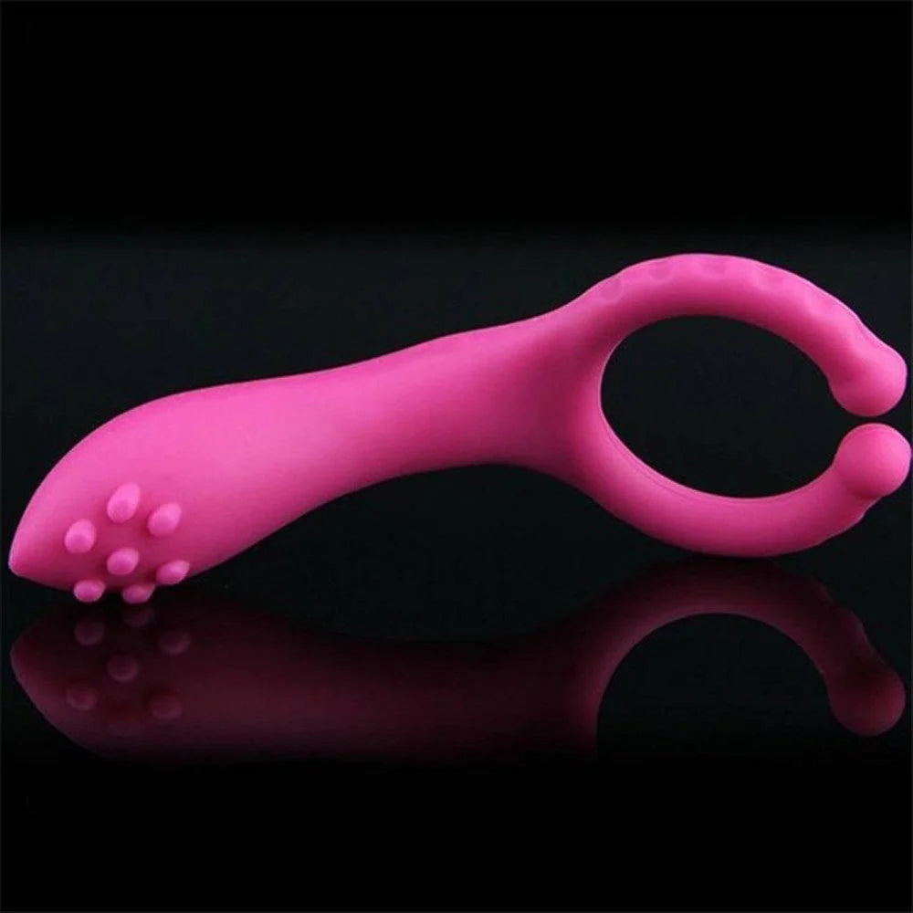 Electric G-point silicone vibrator with adjustable settings in rose red