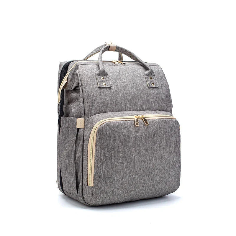 USB charging mommy bed backpack with foldable design and large capacity