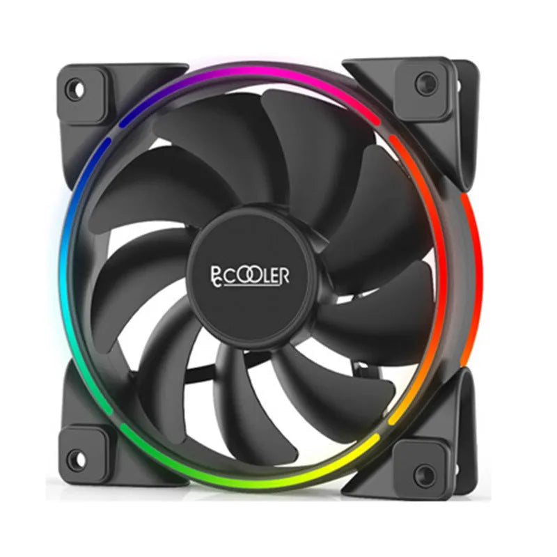Three black 120mm RGB PC case fans with illuminated blades and hydraulic bearings