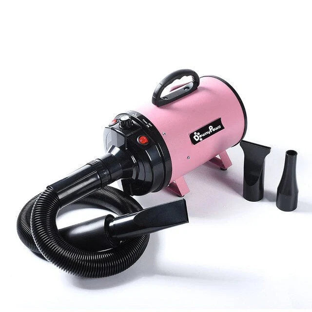 High-power mute pet hairdryer in black, white, pink, and blue for quick drying of pets