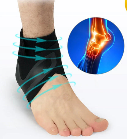 Adjustable ankle support brace for sports and running in black
