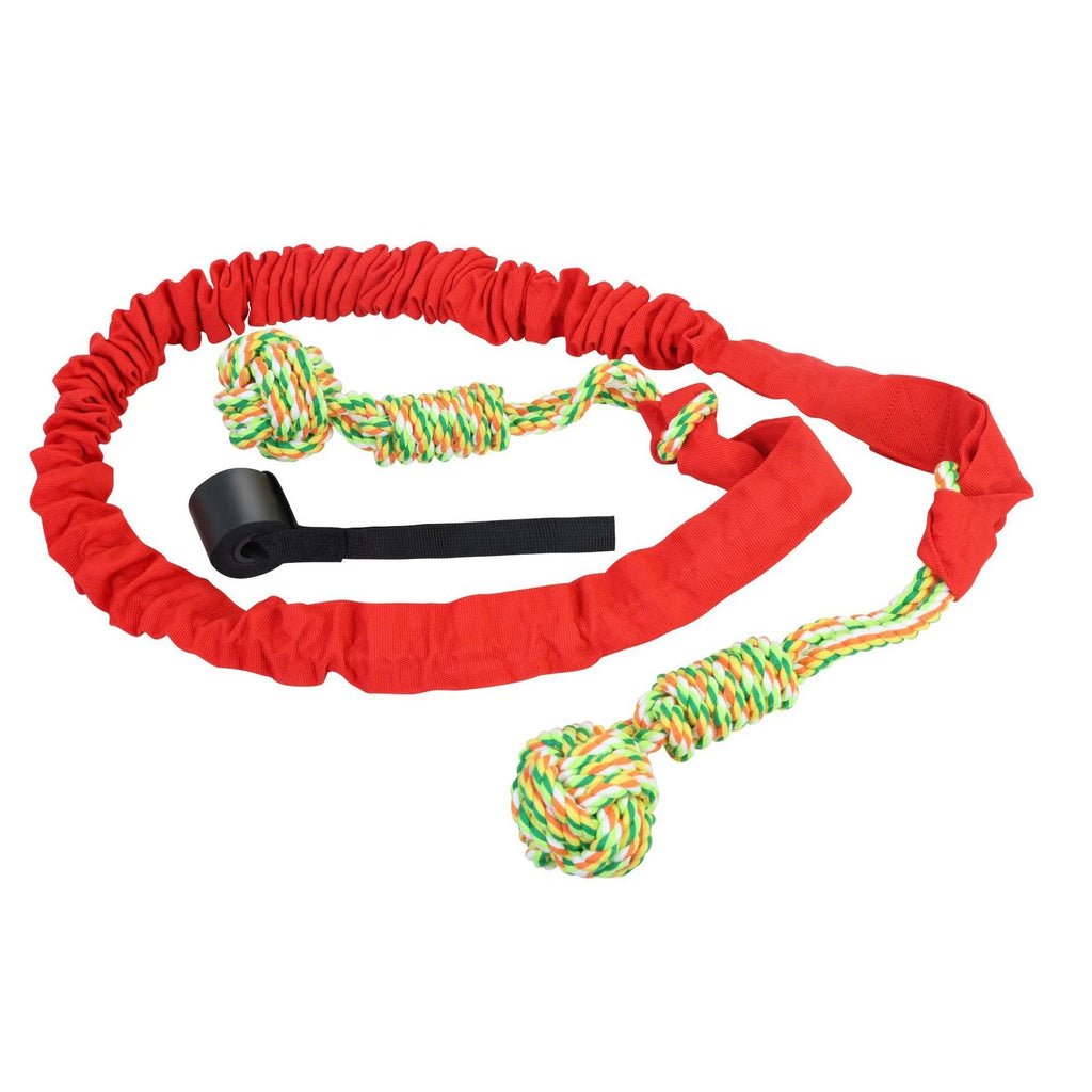 Cotton dog tug of war rope toy in black, grey, or red colours for aggressive chewers