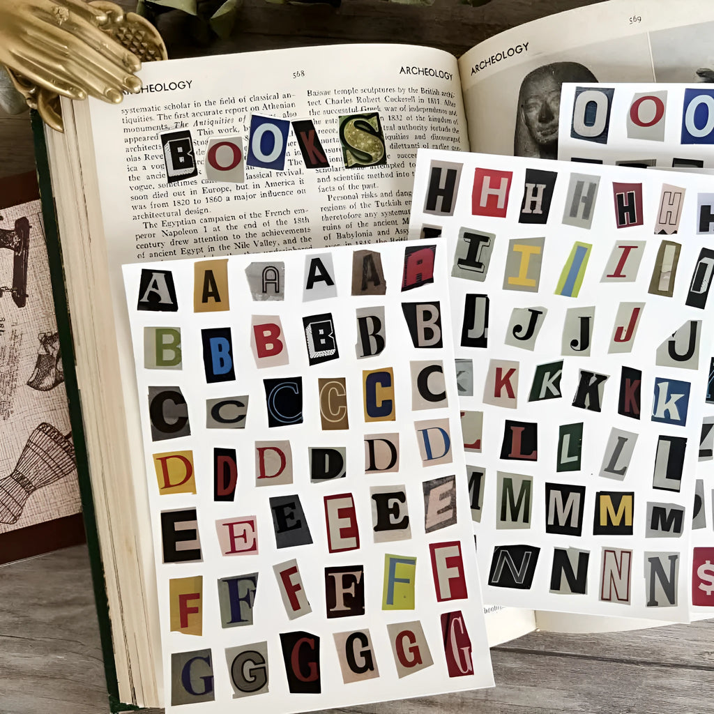 English letters and numbers decoration stickers in cute style with printed design