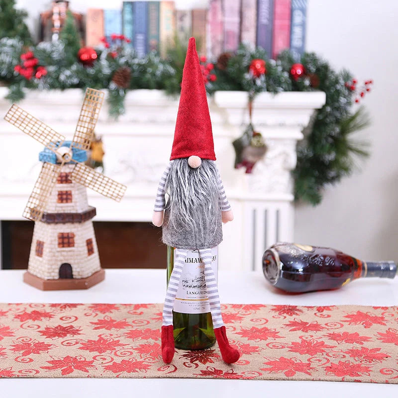 Festive Christmas wine bottle socks in vibrant holiday designs