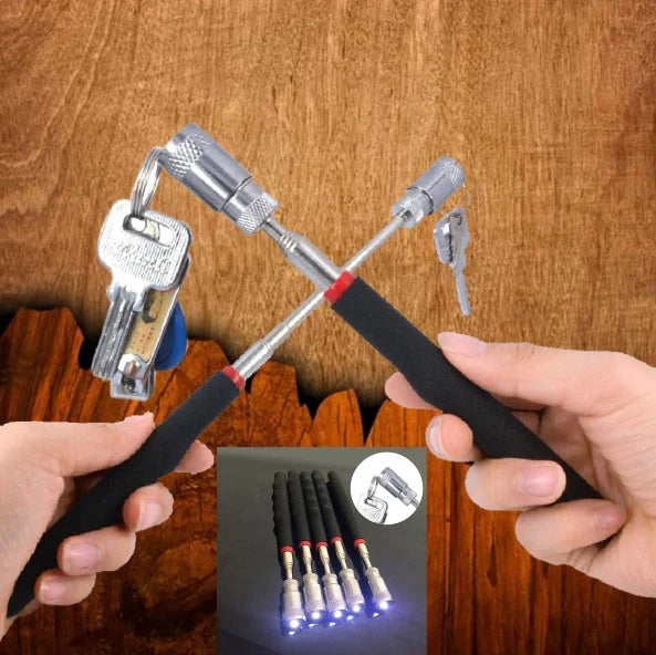 LED Magnetic Pick Up Tool with telescopic shaft and LED light for retrieving small metal parts