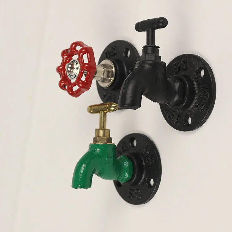 Metal water pipe style wall hook for towels in black green or red colours