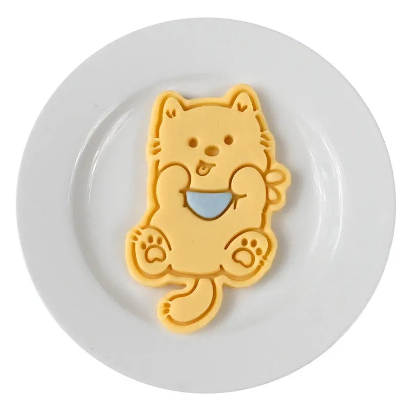 Three dimensional plastic biscuit mould with puppy cartoon designs for cookies and sweets