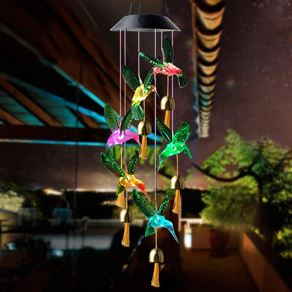 Enchanting solar-powered windchime with color-changing LED lights and chime melody for outdoor decor