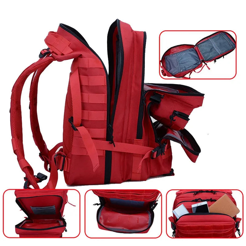 Outdoor leisure backpack 45L 900D Oxford waterproof fabric solid colour unisex rucksack for hiking and travel