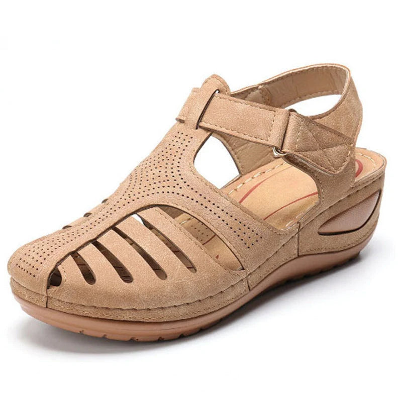 Women's Plus Size Retro Sandals with round toe and buckle design in various colours
