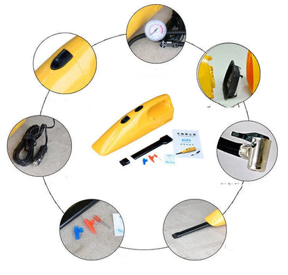Portable 3-in-1 Air Pump and Vacuum Cleaner in yellow, compact and lightweight design