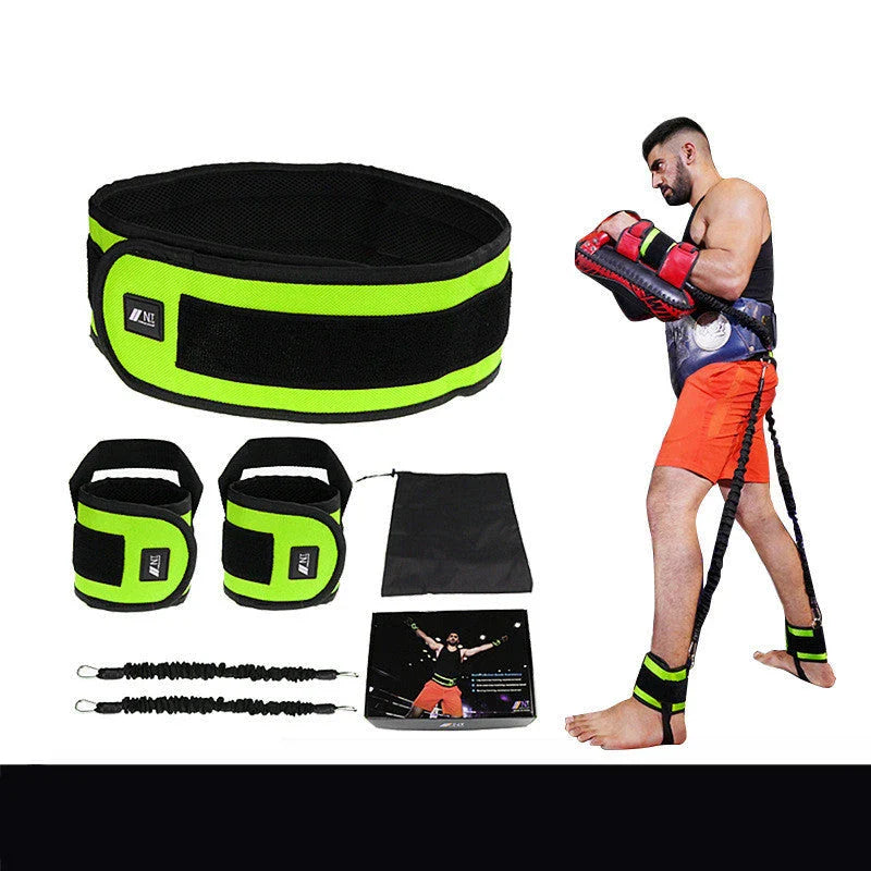 Leg squat boxing combat training resistance bands in orange, pink, and green
