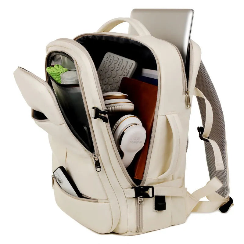 Waterproof Oxford cloth laptop backpack with multiple pockets for 15.6-inch computers