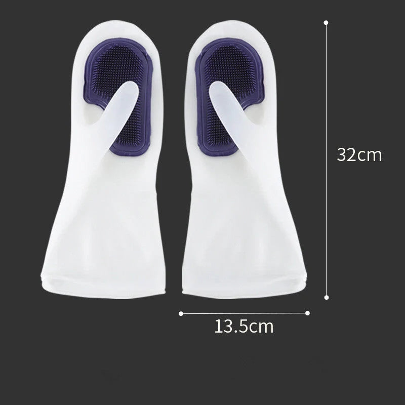 White transparent silicone dishwashing gloves for hygienic kitchen cleaning