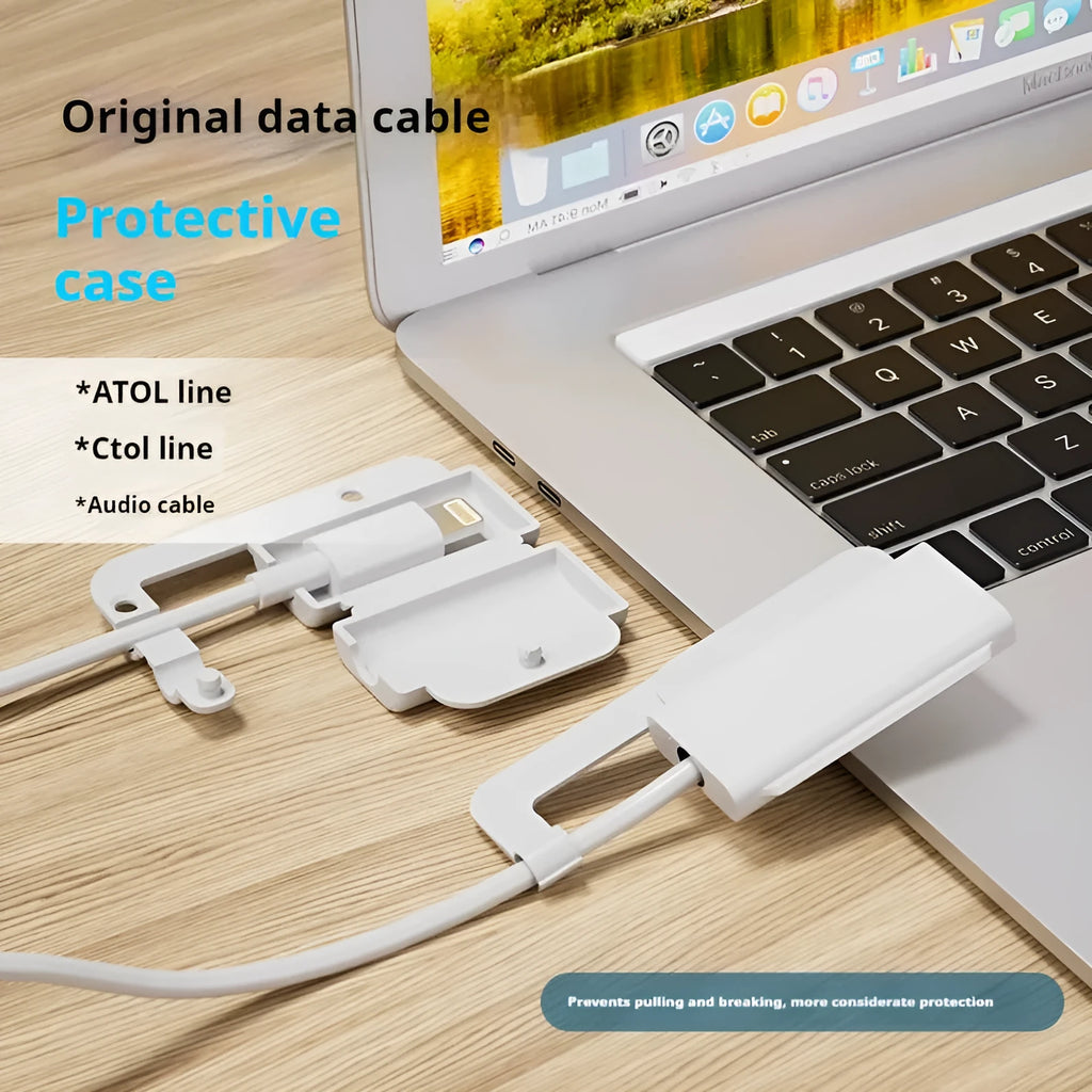 White thickened anti-electric shock protective sleeve for children's safety on a data cable
