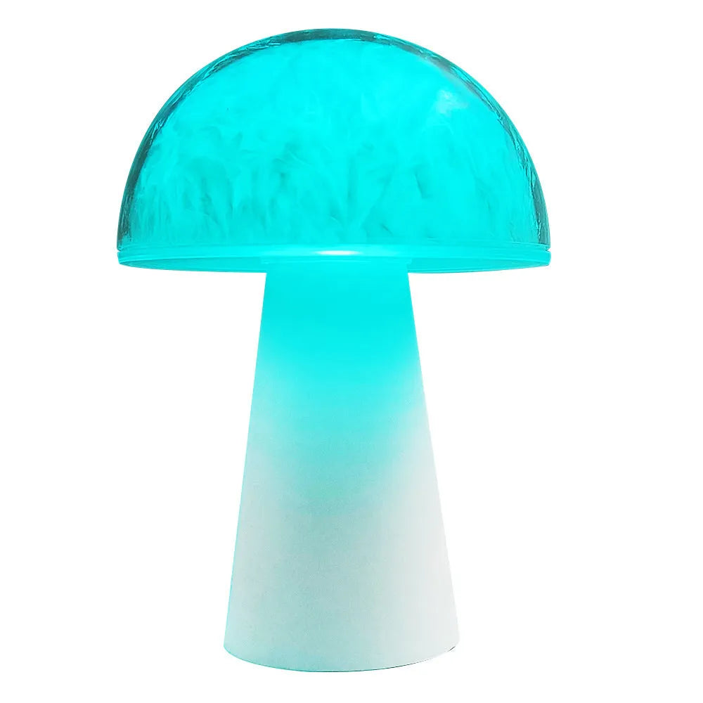 Mushroom-shaped remote control night light with RGB colour changing and battery power