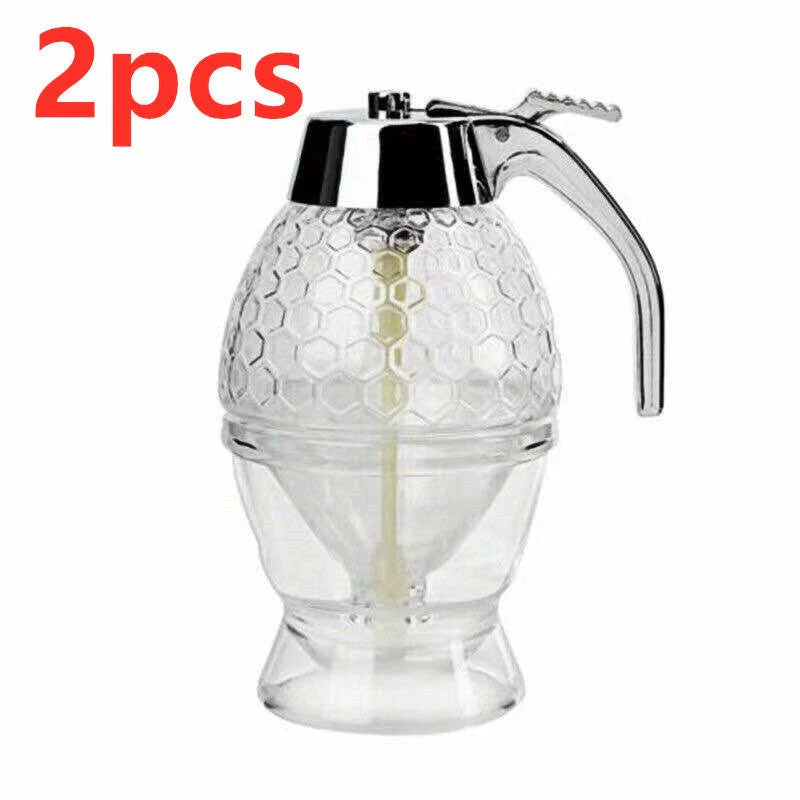 Transparent acrylic honey dispenser with squeeze bottle design for drip-free pouring control