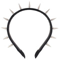Metal punk rivet headband with tapered pointed nail details in black colour handmade unisex fashion OL style