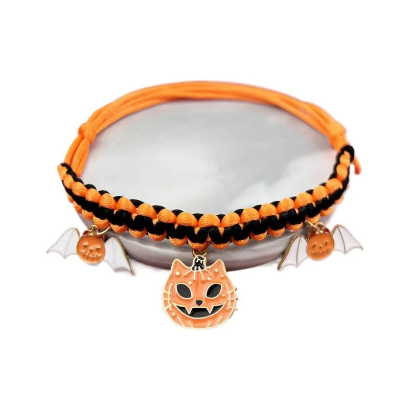 Halloween pet collar decoration with zinc alloy charm on adjustable collar