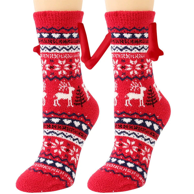 Christmas couple socks with magnetic suction feature in various animal patterns