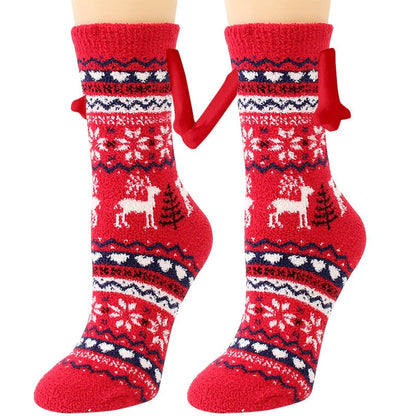 Christmas couple socks with magnetic suction feature in various animal patterns