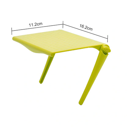 White ABS computer screen organiser rack with adjustable stands on office desk
