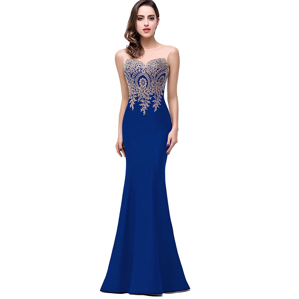 Women's black fishtail maxi dress with 20 cm hollow back applique and 100 cm length in size M