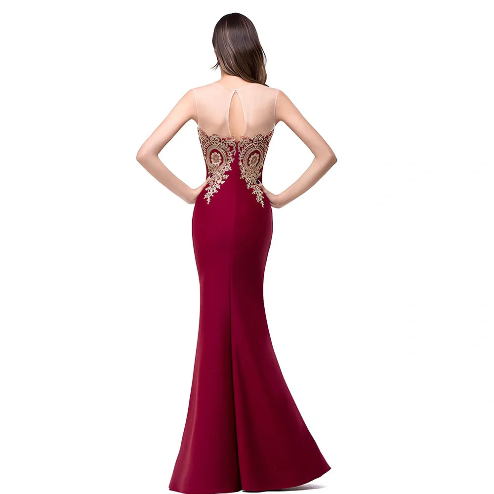 Women's black fishtail maxi dress with 20 cm hollow back applique and 100 cm length in size M