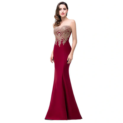 Women's black fishtail maxi dress with 20 cm hollow back applique and 100 cm length in size M