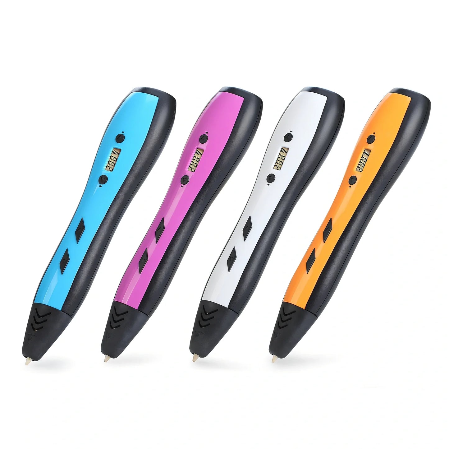 Blue children's 3D printing pen with LCD screen, 188x42x29mm size, 65g weight, 0.7mm nozzle for 1.75mm filaments