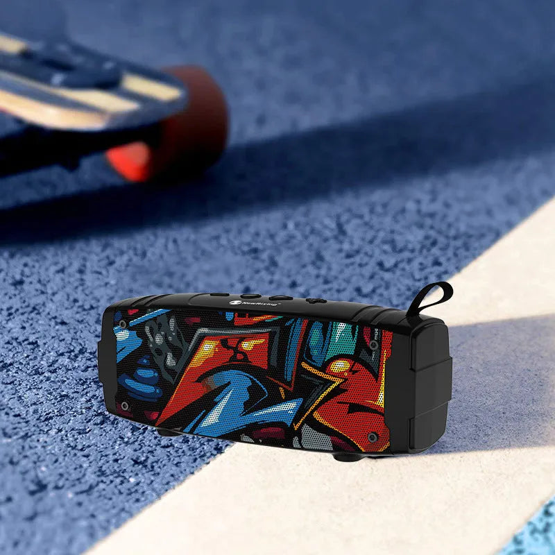 Portable Bluetooth speaker in multiple colours with dual speakers and a microSD card slot.