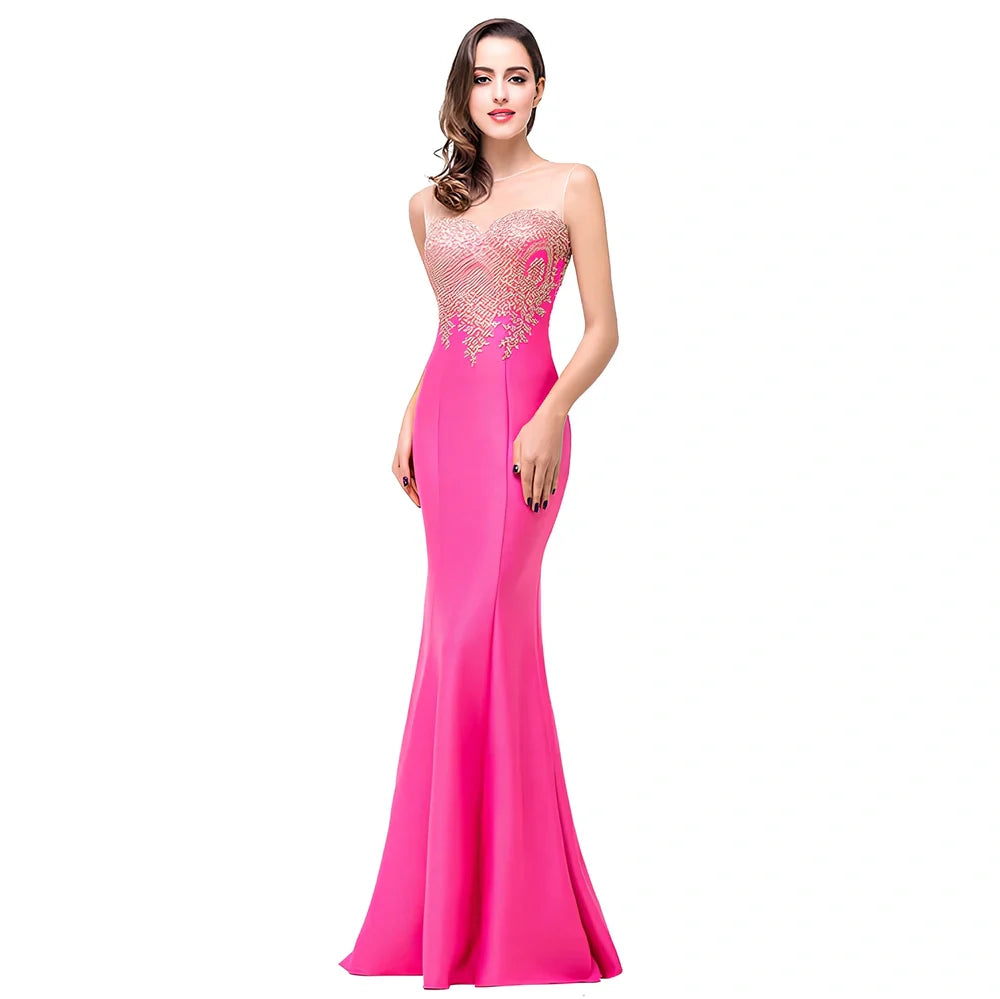 Women's black fishtail maxi dress with 20 cm hollow back applique and 100 cm length in size M