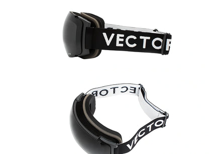 Compass blue ski goggles with double-layer anti-fog spherical lenses and magnetic attachments for men and women